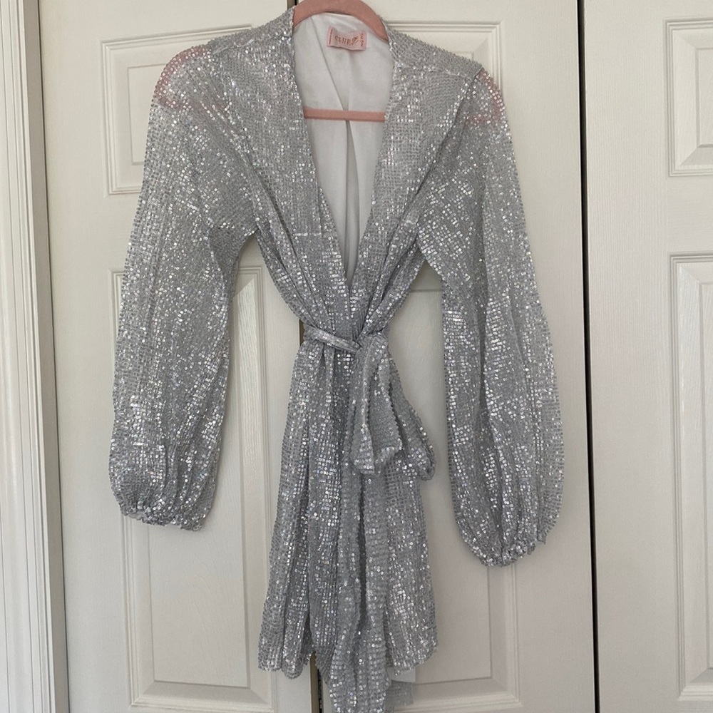 Short Sequin Wrap Dress